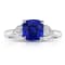 Square Cushion Blue Sapphire and Diamond Platinum Ring 3.10ctw