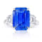 7.56ctw Emerald Cut Blue Sapphire and Diamond Platinum Ring