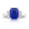 Rectangular Octagonal Blue Sapphire and Diamond Platinum Ring 4.58ctw