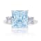 Radiant Light Blue Natural Sapphire and Diamond Platinum Ring