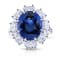 Platinum 8.37 Carat Oval Blue Sapphire and Diamond Ring