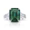 Emerald Cut Green Sapphire and Diamond Platinum Ring