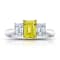 Rectangular Octagonal Yellow Sapphire and Diamond Platinum Ring 2.28ctw