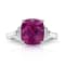 Rectangular Cushion Pinkish Red Sapphire and Diamond Platinum Ring 6.22ctw