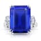 Rectangular Octagonal Blue Tanzanite and Diamond Platinum Ring 21.13ctw