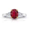 Oval Red Ruby and Diamond Platinum Ring 2.05ctw