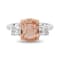 Platinum 3.52 Carat Cushion Padparadscha Padparadschah and Diamond Ring
