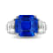 Platinum 11.08 Carat Square Emerald Blue Sapphire and Diamond Ring