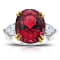 Oval Red Spinel and Diamond Platinum 3-Stone Ring 16.16ctw