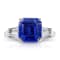 6.71ctw Square Blue Sapphire and Diamond Platinum Ring