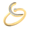 0.10ctw Round White Diamond Half Moon Open Design Ring in 14KT Yellow Gold