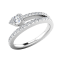 0.40ctw Round and Baguette White Diamond Pear Shape Bypass Ring in 14KT
White Gold