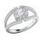 0.44ctw Round and Baguette White Diamond Cluster Split Shank Ring in
14KT Solid White Gold