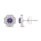 Diamond 0.12Ctw and amethyst Sterling Silver Earring