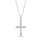 14K White Gold Diamond Cross Pendant with Sterling Silver Chain 0.75ct