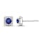 Diamond 0.25Ctw and Blue sapphire Sterling Silver Earring