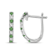 Diamond 0.10Ctw and Emerald Sterling Silver Earring