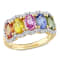 3 1/3 CT TGW Multi-Color Sapphire 5-Stone Halo Ring in 14K Yellow Gold