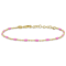 Pink Enamel Station Ball Link Bracelet in Yellow Plated Sterling Silver