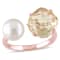 8 8.5MM Freshwater Cultured Pearl and Lemon Quartz Ring in Rose Plated
Sterling Silver