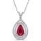 1 3/4 CT TGW Ruby and 1/3 CT TW Diamond Teardrop Necklace in 18K White Gold