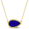 4 CT TGW Lapis Necklace with Beaded Halo in Yellow Plated Sterling Silver