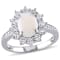 2 CT TGW Opal, White Topaz and 1/10 CT TW Diamond Halo Ring in Sterling Silver