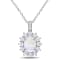 2 CT TGW Opal White Topaz and Diamond Halo Pendant With Chain in
Sterling Silver