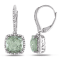 5 3/4 CT TGW Green Quartz and 1/5 CT TDW Diamond Halo Earrings in
Sterling Silver