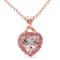 1.33 CTW Morganite, Pink Tourmaline and Diamond Heart Rose Plated
Sterling Silver Pendant with Chain