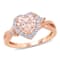 1 2/5 CT TGW Morganite, Created Sapphire and Diamond Ring in 18K Rose
Gold Over Sterling Silver