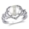 8-8.5MM Freshwater Cultured Pearl and 1/10 CT TW Diamond Open Heart Ring
in Sterling Silver