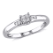 1/8 CT TW Princess Cut Diamond Quad Engagement Ring in Sterling Silver