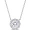 1 1/2 CT DEW Created Moissanite Halo Necklace in Sterling Silver