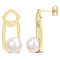 8.5-9MM Freshwater Cultured Pearl Geometric Earrings in Yellow Plated
Sterling Silver