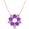 4 3/4 CT TGW Amethyst and Amethyst-Africa Floral Pendant With Chain in
Rose Plated Sterling Silver