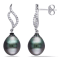 9-9.5MM Tahitian Cultured Pearl and Diamond Accent Drop Earrings in 10K
White Gold