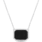 5 CT TGW Black Agate Necklace with Beaded Halo in Sterling Silver