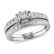 1/3 CT TW Princess Cut, Baguettes and Round Diamond Bridal Set in
Sterling Silver