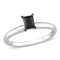 1/2 ct Black Diamond Solitaire Engagement Ring in 14K White Gold