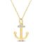 Anchor Charm Diamond Accent Pendant with Chain in Yellow Plated Sterling Silver