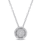 1/6 CT TW Diamond Cluster Halo Pendant with Chain in Sterling Silver