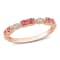 1/8 CT TGW Ruby and Diamond Accent Semi-Eternity Ring in 10K Rose Gold