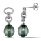 9-9.5 MM Black Tahitian Cultured Pearl and Diamond Accent Link Drop
Earrings in Sterling Silver