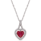 1 CT TGW Ruby and 1/6 CT TW Diamond Halo Pendant with Chain in 14K White Gold