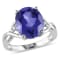 7 1/2 CT TGW Created Blue Sapphire and Diamond Accent Ring in Sterling Silver