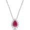 1/2 CT TGW Ruby and 1/8 CT TW Diamond Graduated Halo Pendant with Chain
in 14K White Gold