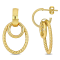 Open Huggie Hoop with Open Circle & Oval Drop Earrings in 10k Yellow Gold