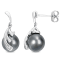 8-9MM Black Tahitian Cultured Pearl and Diamond Accent Feather Earrings
in Sterling Silver