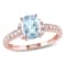 1 CT TGW Aquamarine and Diamond Accent Ring in 18K Rose Gold Over
Sterling Silver